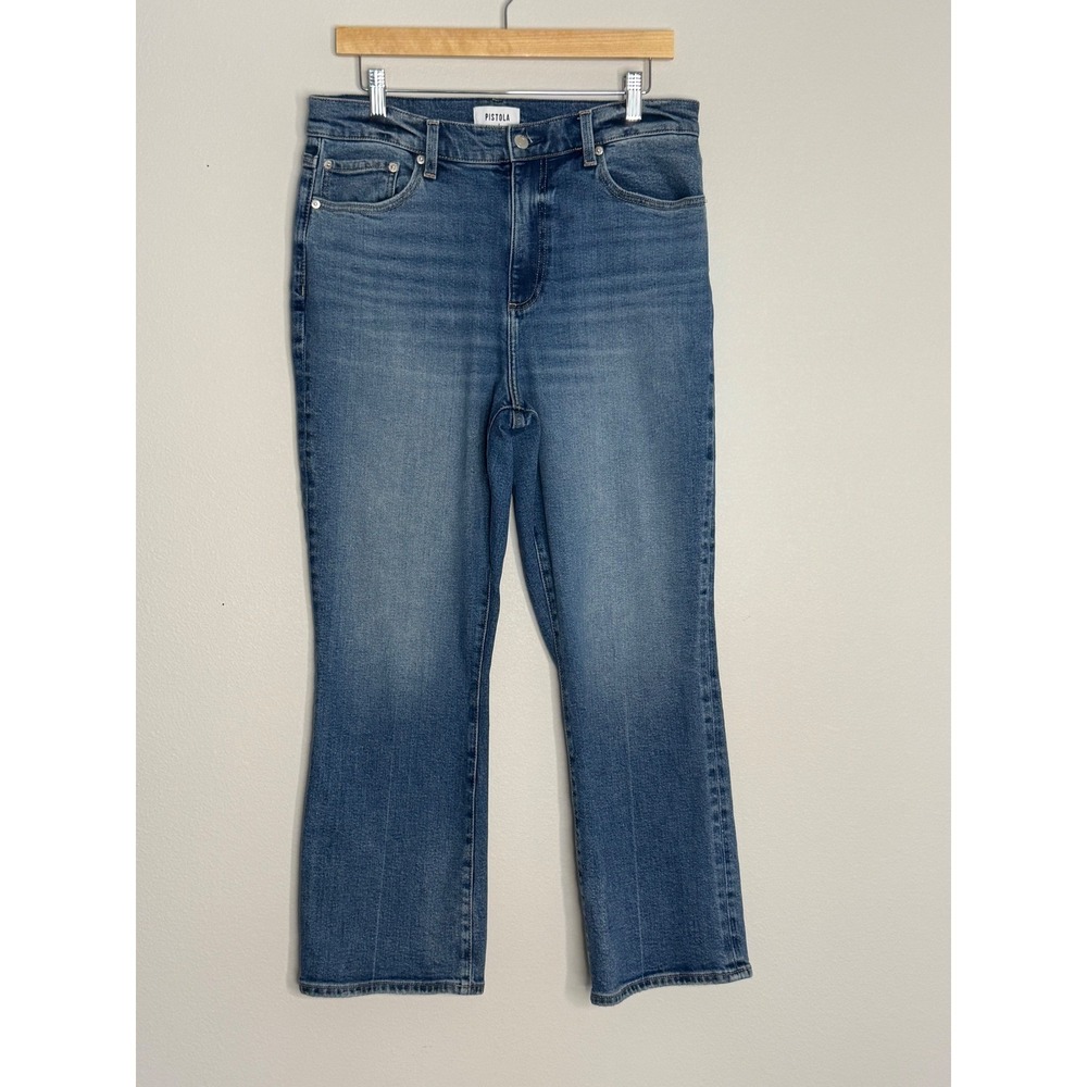 Pistola Mid-Town High Rise Crop Flare Jeans Blue Wash Size 31